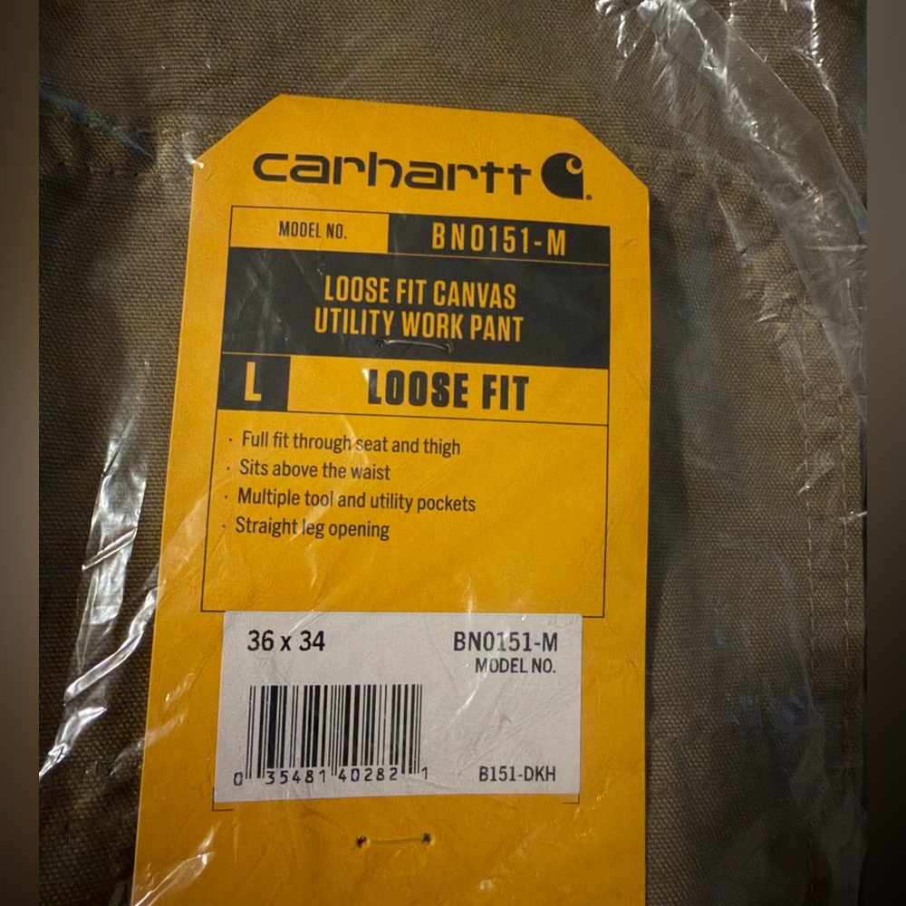 New Carhartt Men's Tan Cargo Pants 36 x 34 loose fit utility work pants - Picture 5 of 5